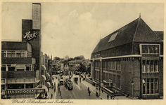 604348 Gezicht in de Potterstraat te Utrecht, met rechts de zijgevel van het hoofdpostkantoor (Neude 11) en links ...